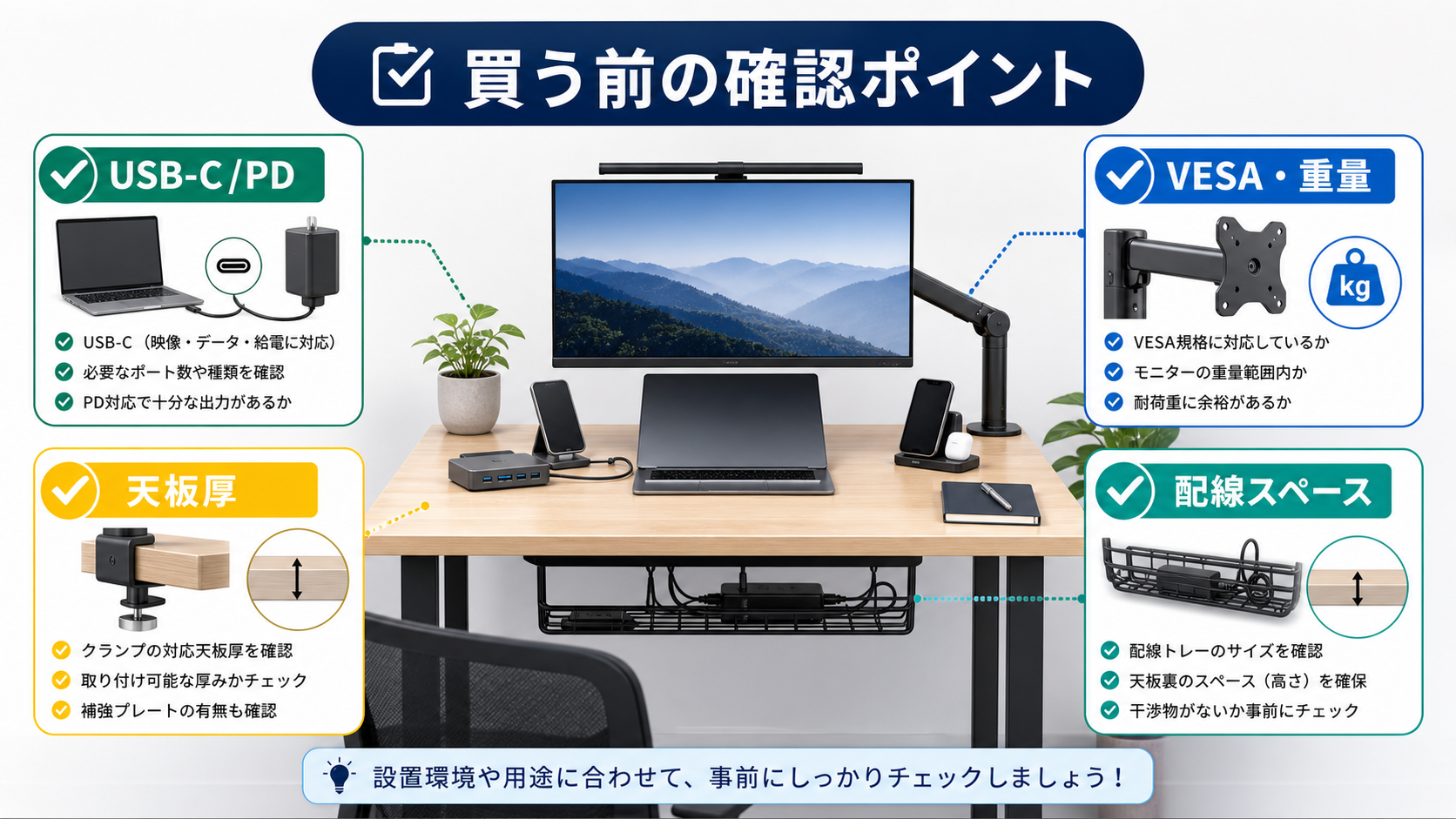デスク周りガジェットを買う前の確認ポイント
