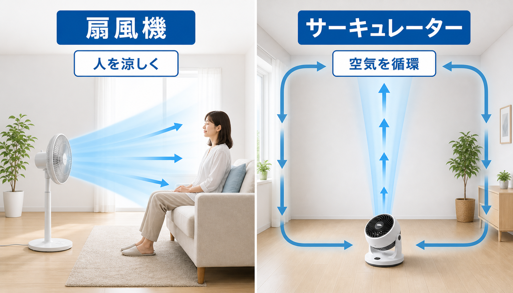 扇風機とサーキュレーターの風の違い